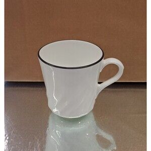 Corelle Coffee Cup Tiger Lilly Enhancement Replacement Mug Black Rim White Swirl